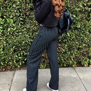 High Waist Striped Dress Pant